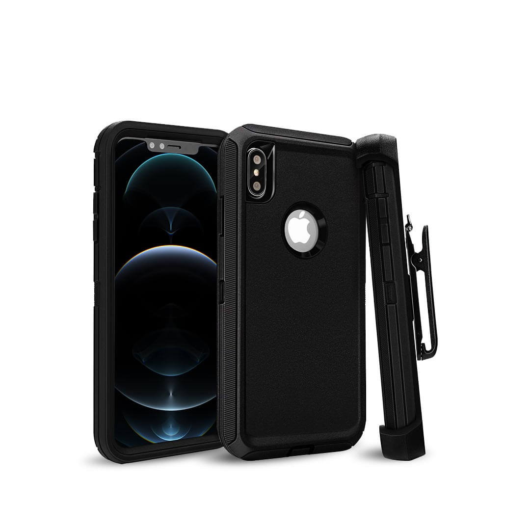 Heavy Duty Armor Case with clip and logo hole for iPhone X