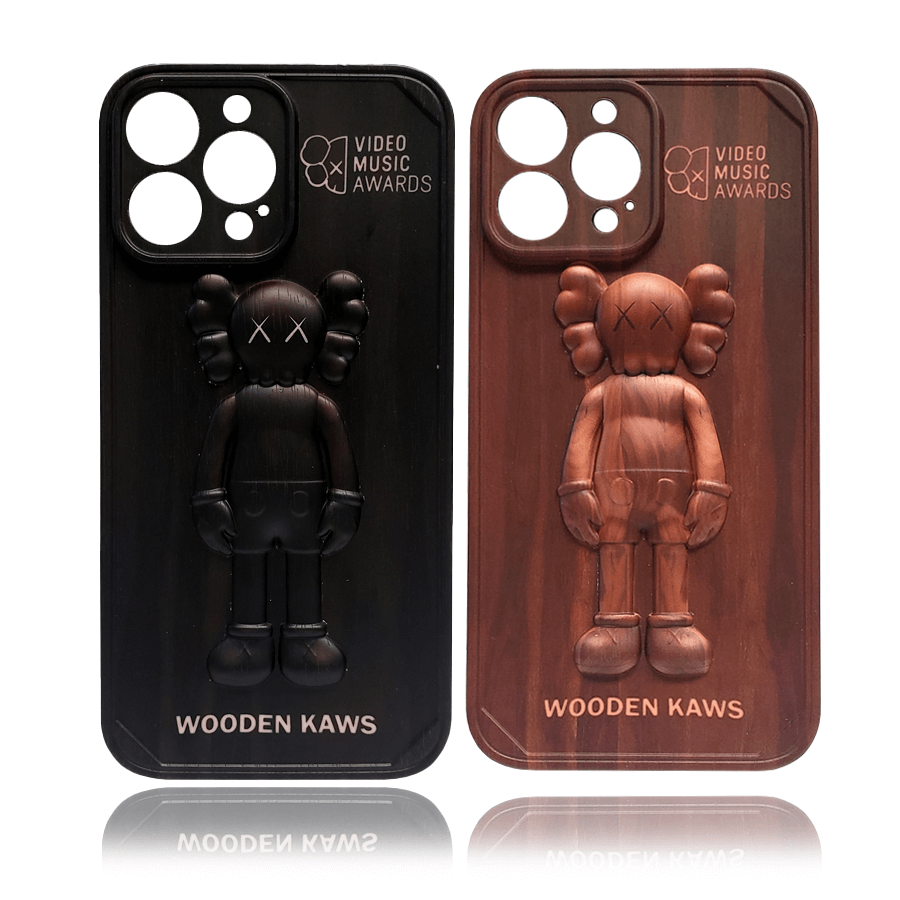 Wood Grain Violence Bear Case For iPhone 13