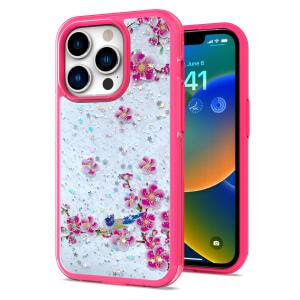 For Samsung S23 Ultra Floral Epoxy Glitter Colorful Frame Hybrid Case Cover