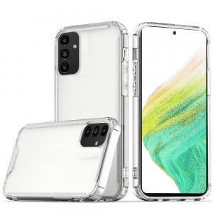 Samsung A54 Colored Shockproof Transparent Hard PC TPU Hybrid Case Cover - Clear/Clear