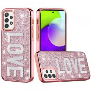 Samsung Galaxy A52 5G Embroidery Bling Glitter Chrome Hybrid Case Cover