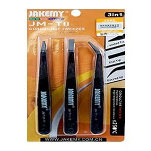 JAKEMY JM-T11 Conductive Tweezers Kit (Set of 3)