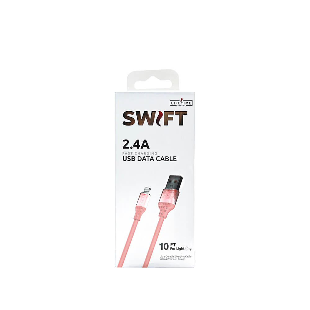 (10 ft.) Lightning to USB-A Charger Cable by SWIFT (Pink) (4285)