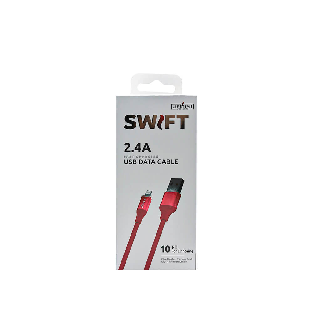 (10 ft.) Lightning to USB-A Charger Cable by SWIFT (Red) (4292)